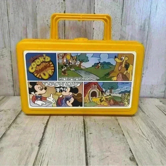 whirley Other - Disney Cookd Up Comics Pencil Lunch Box Mickey Mouse Pluto Minnie Whirley USA